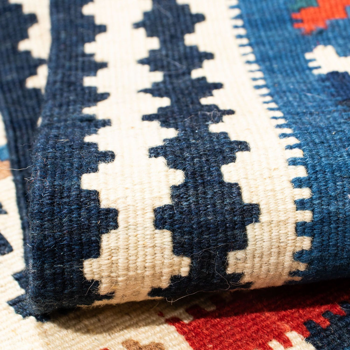 Kelim-tæppe - orientalsk firkantet  - 103 x 103 cm - blå