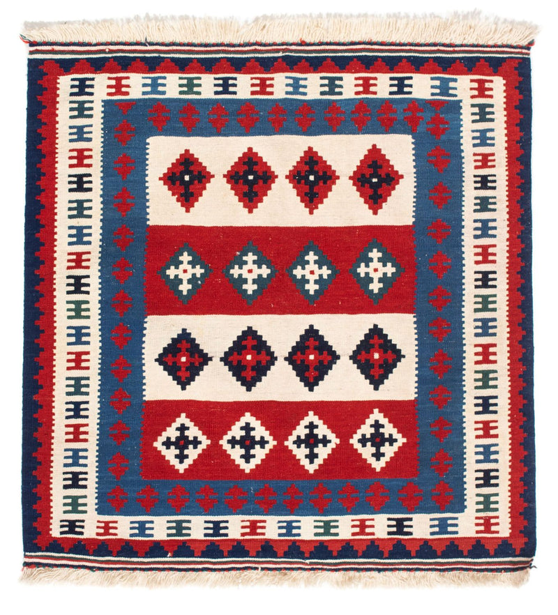 Kelim-tæppe - orientalsk firkantet  - 106 x 103 cm - blå