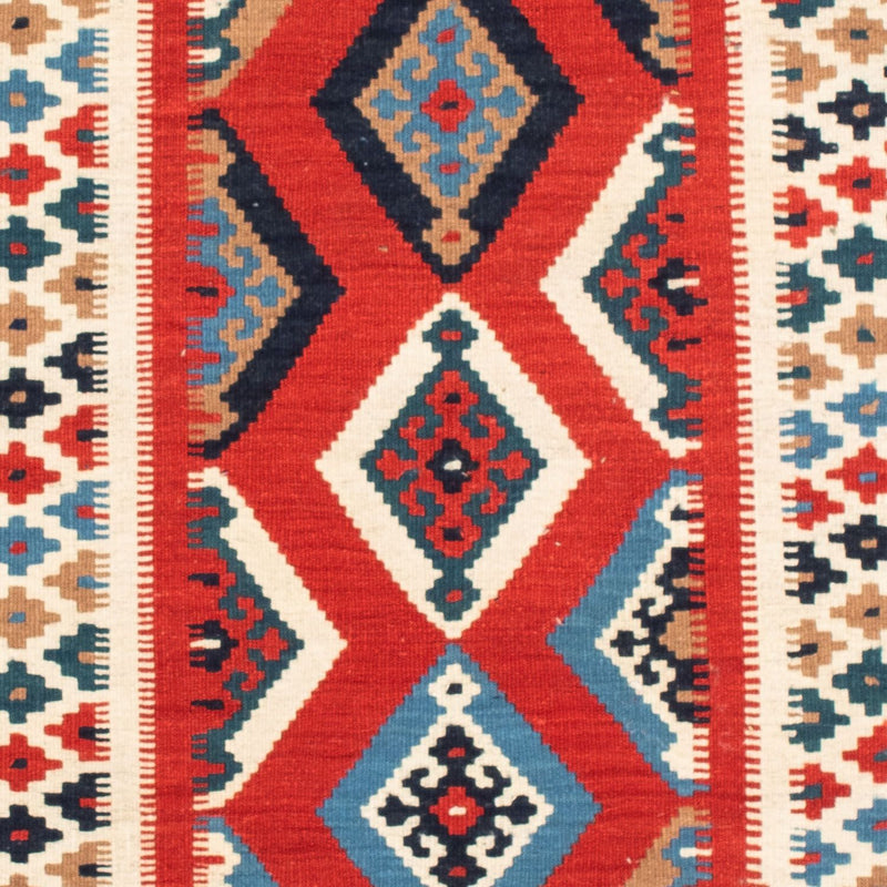 Kelim-tæppe - orientalsk firkantet  - 105 x 102 cm - rød