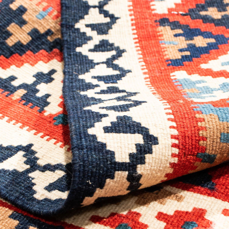 Kelim-tæppe - orientalsk firkantet  - 105 x 102 cm - rød