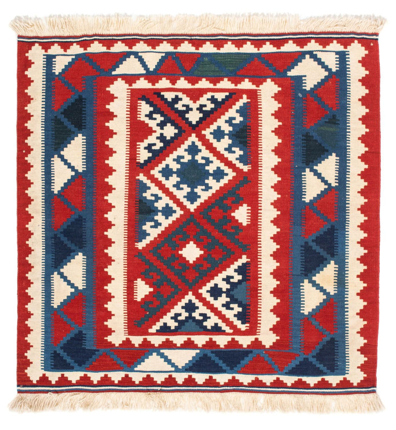Kelim-tæppe - orientalsk firkantet  - 102 x 102 cm - rød