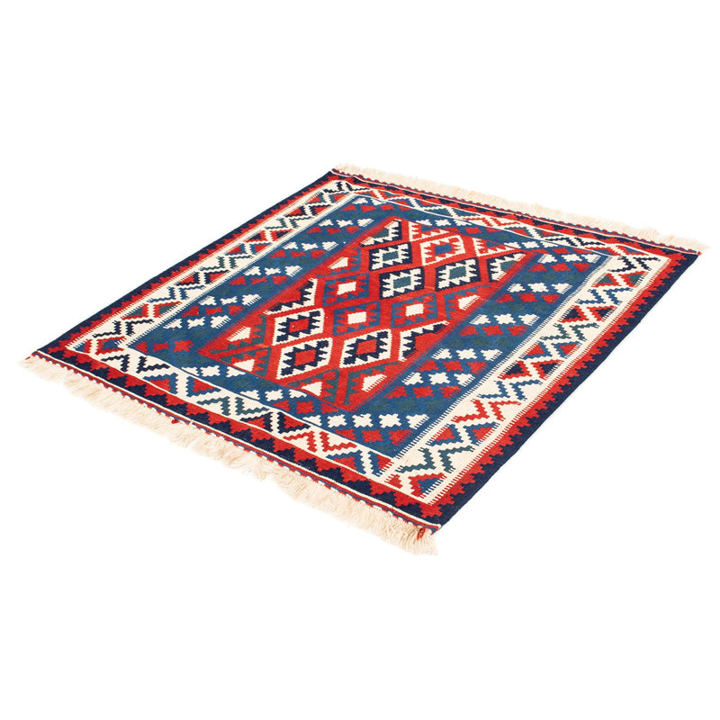 Kelim-tæppe - orientalsk firkantet  - 104 x 103 cm - mørkeblå