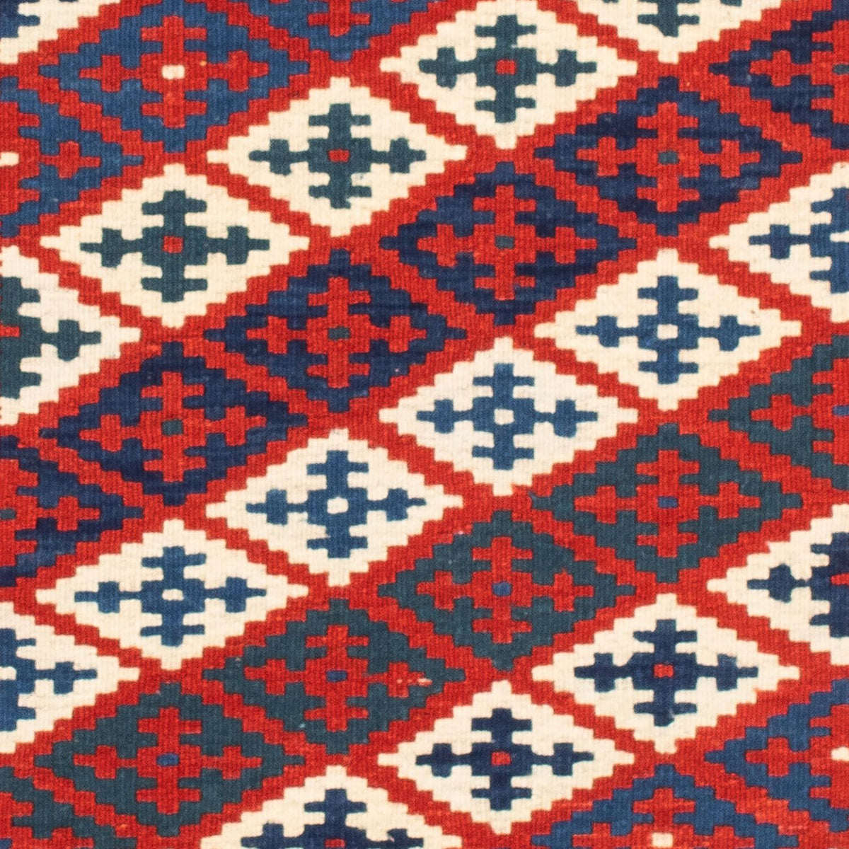Kelim-tæppe - orientalsk firkantet  - 102 x 102 cm - mørkerød