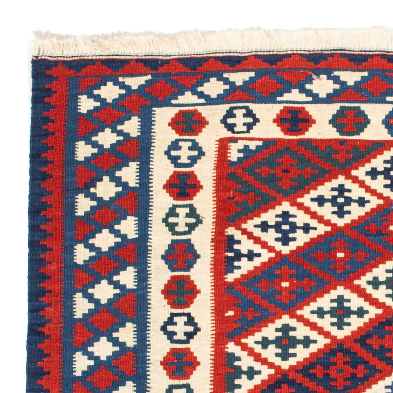 Kelim-tæppe - orientalsk firkantet  - 102 x 102 cm - mørkerød