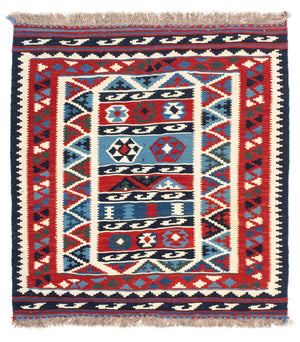 Kelim-tæppe - orientalsk firkantet  - 104 x 99 cm - flerfarvet
