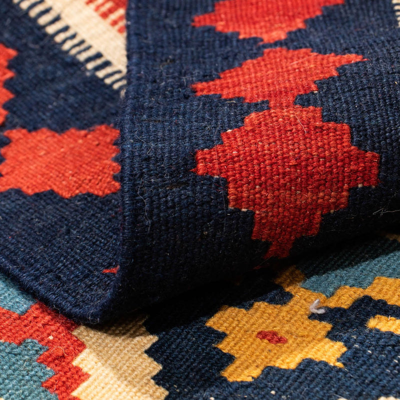 Kelim-tæppe - orientalsk firkantet  - 110 x 109 cm - rød