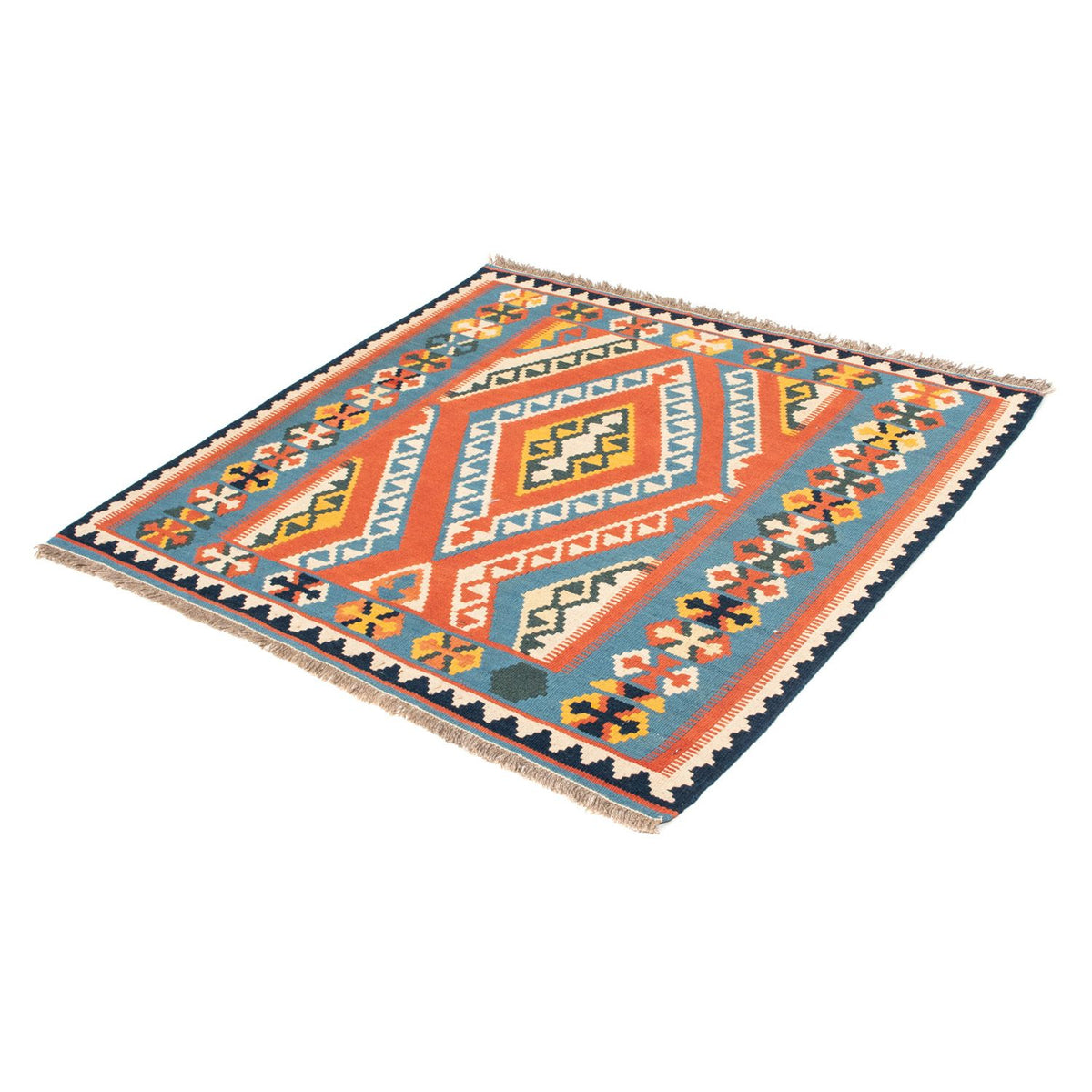 Kelim-tæppe - orientalsk firkantet  - 107 x 100 cm - orange
