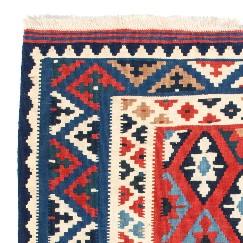 Kelim-tæppe - orientalsk firkantet  - 104 x 100 cm - mørkeblå