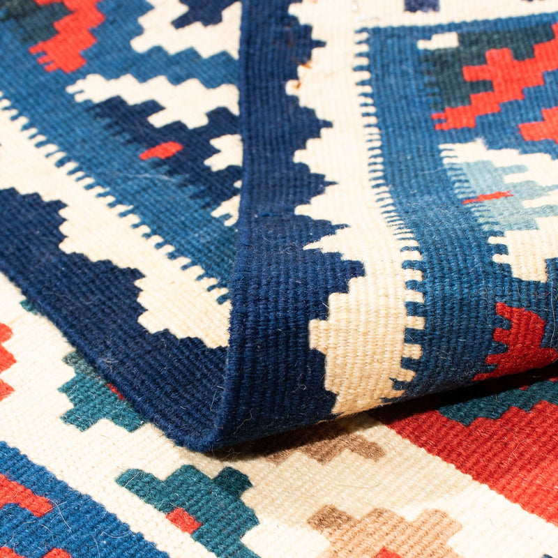 Kelim-tæppe - orientalsk firkantet  - 104 x 100 cm - mørkeblå