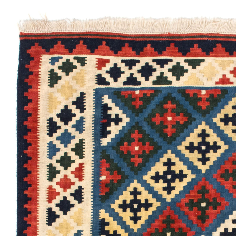 Kelim-tæppe - orientalsk firkantet  - 104 x 100 cm - mørkeblå