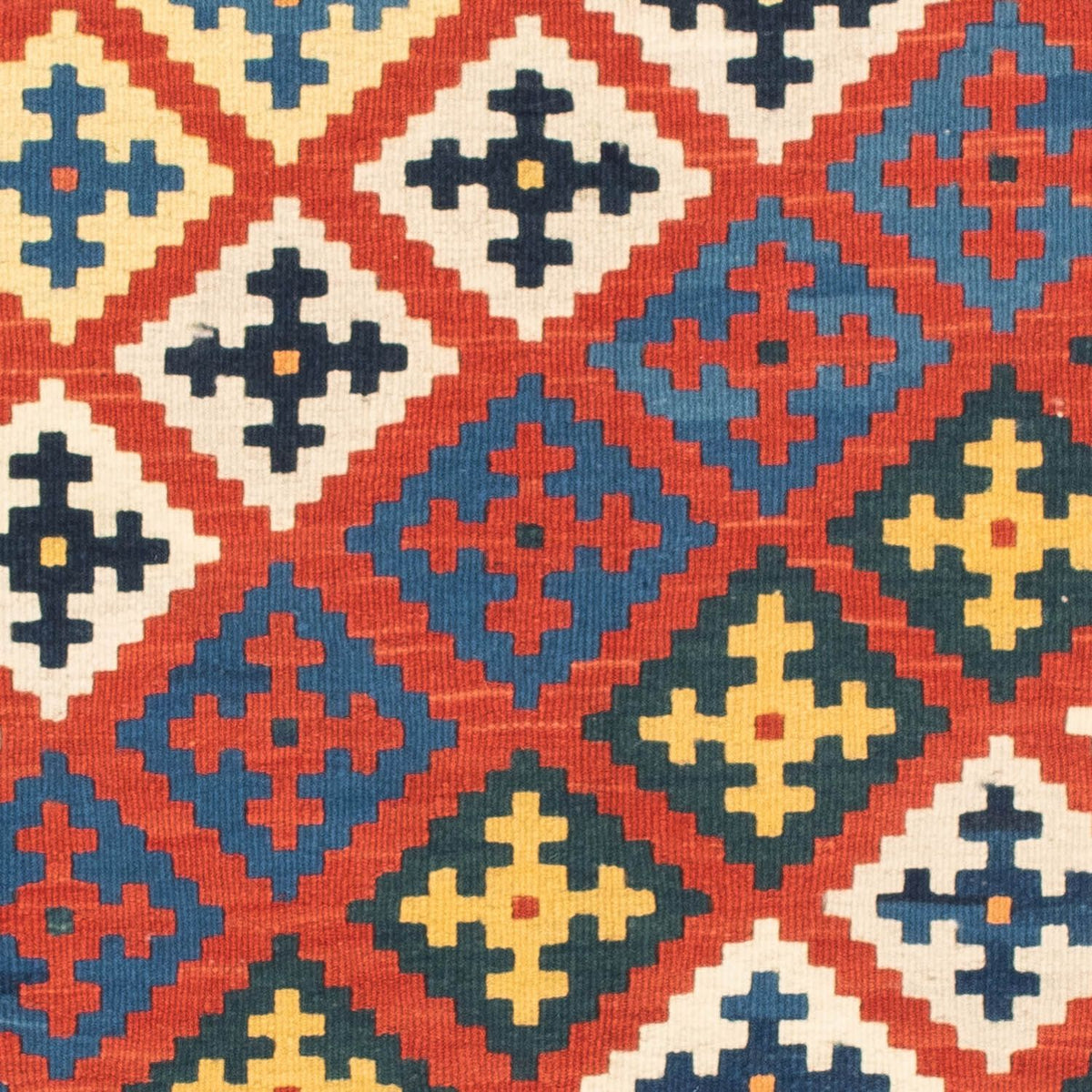 Kelim-tæppe - orientalsk firkantet - 106 x 102 cm - mørkerød