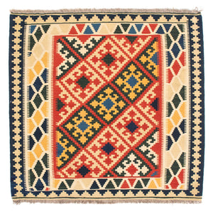 Kelim-tæppe - orientalsk firkantet  - 103 x 101 cm - beige