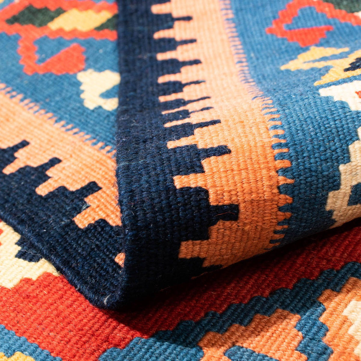 Kelim-tæppe - orientalsk firkantet - 105 x 104 cm - mørkerød