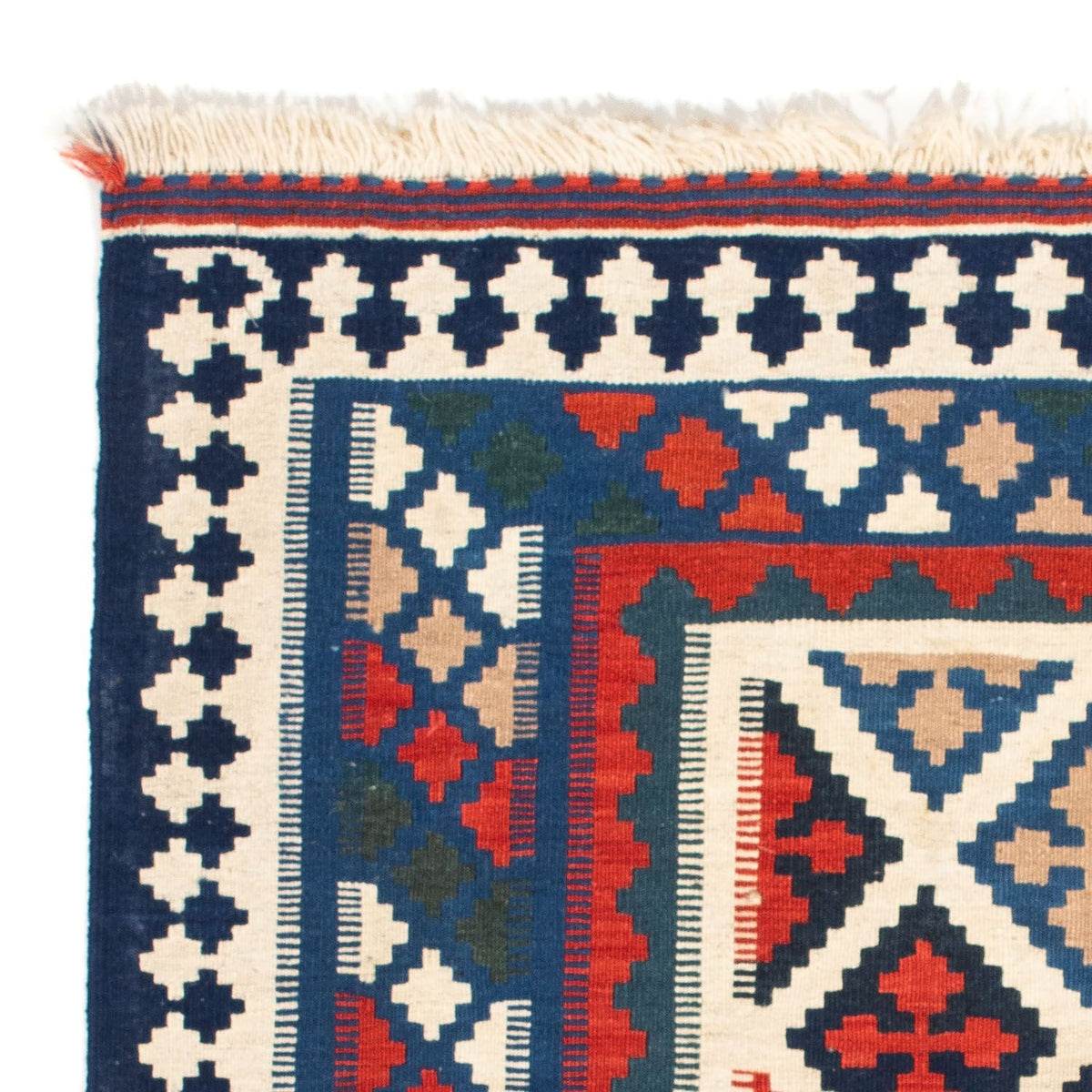 Kelim-tæppe - orientalsk firkantet  - 104 x 103 cm - blå