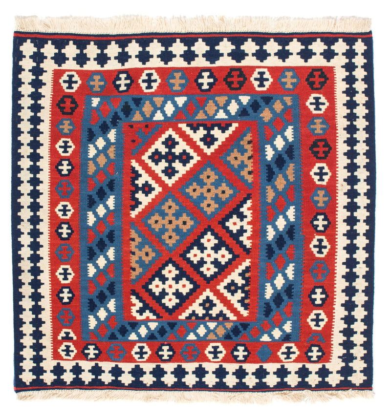 Kelim-tæppe - orientalsk firkantet  - 103 x 101 cm - rød