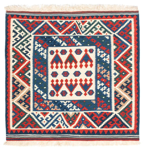 Kelim-tæppe - orientalsk firkantet  - 101 x 101 cm - beige