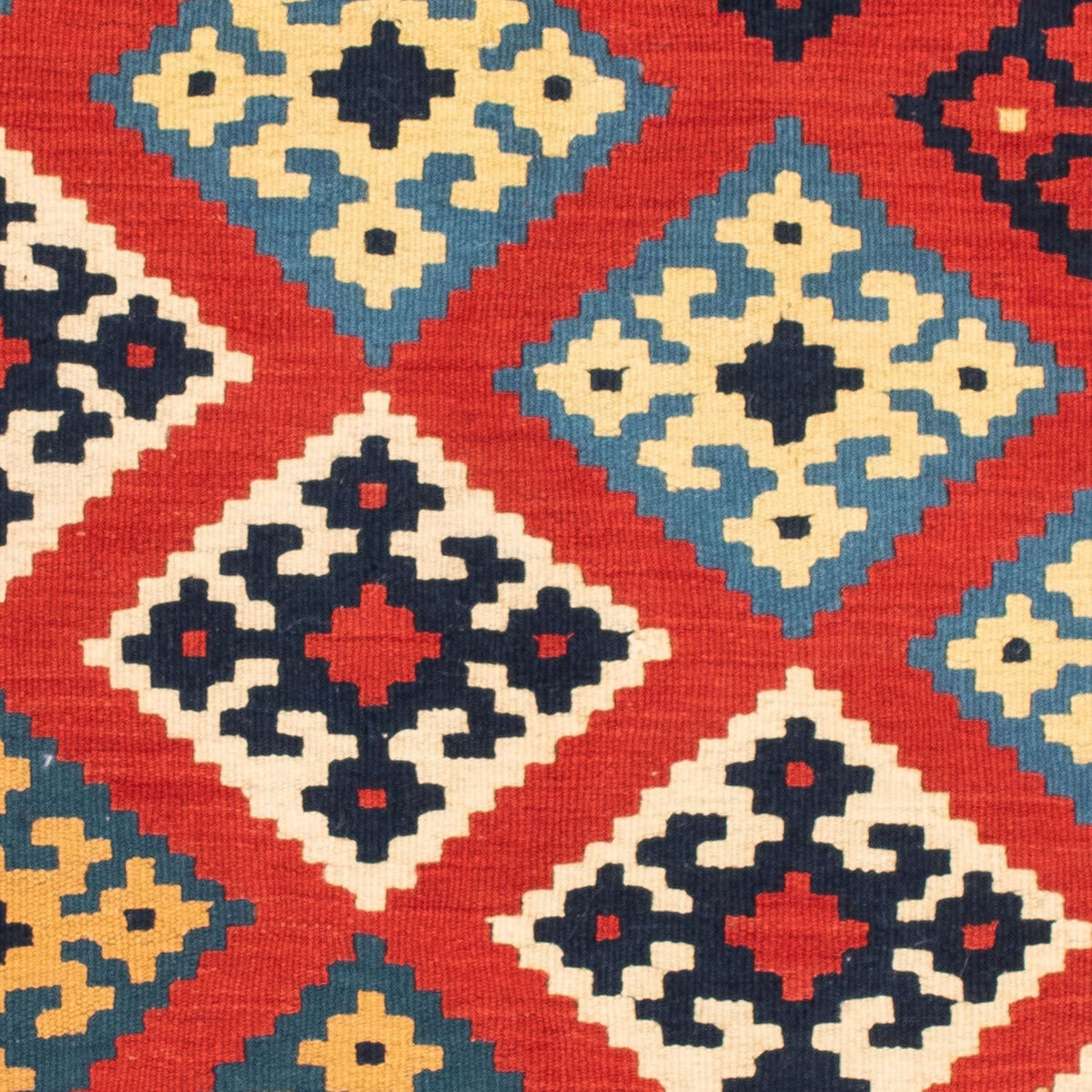 Kelim-tæppe - orientalsk firkantet - 105 x 105 cm - rød