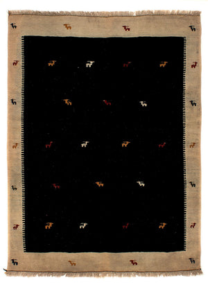 Kelim-tæppe - orientalsk - 200 x 152 cm - mørkeblå