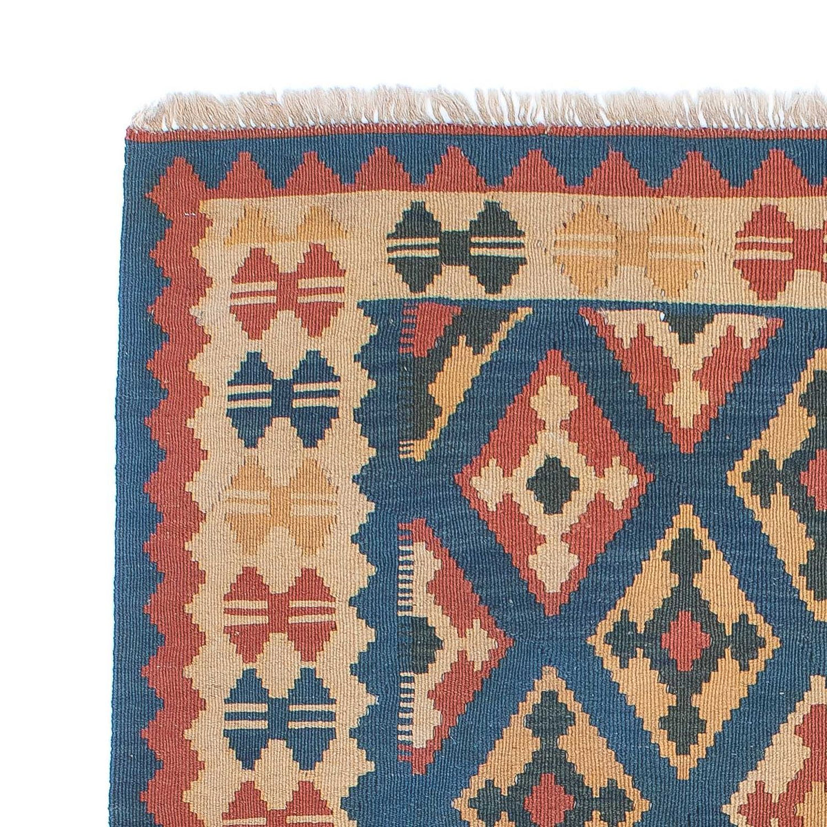 Kelim-tæppe - orientalsk - 193 x 124 cm - blå