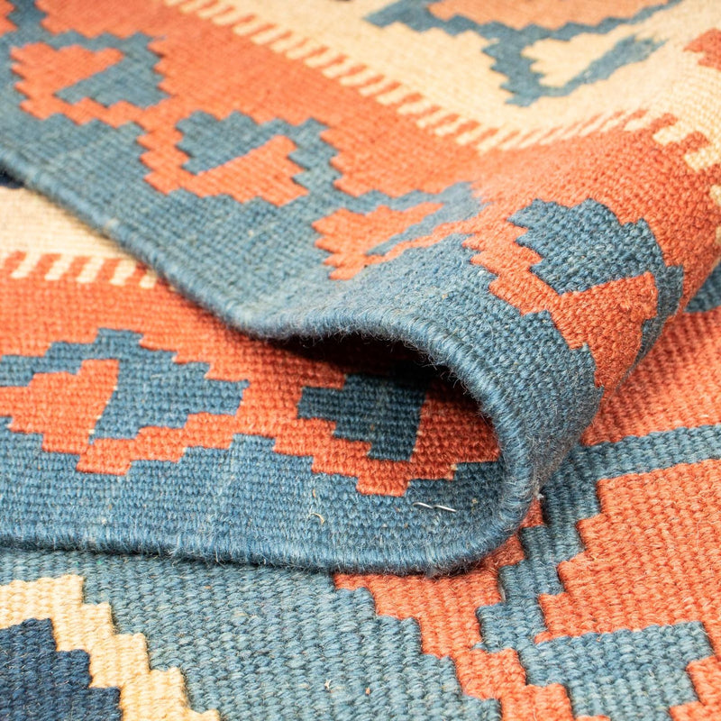 Kelim-tæppe - orientalsk firkantet  - 212 x 198 cm - blå