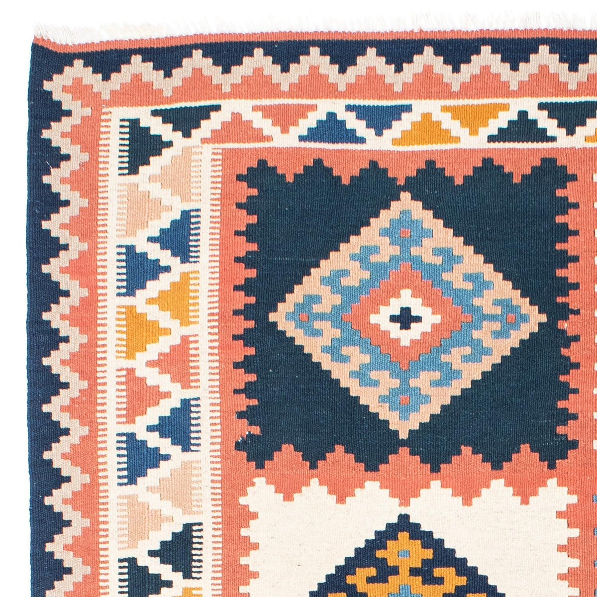 Kelim-tæppe - orientalsk - 200 x 159 cm - blå