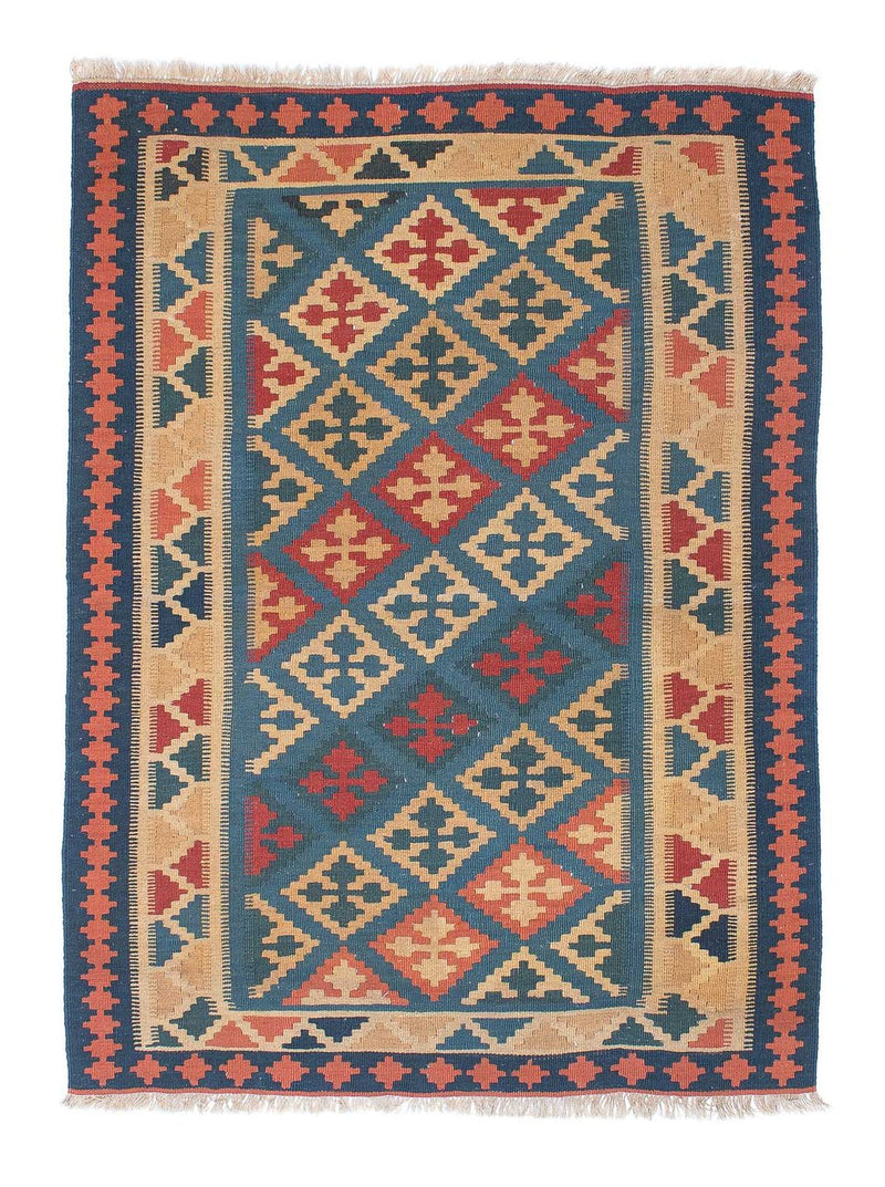 Kelim-tæppe - orientalsk - 168 x 118 cm - blå