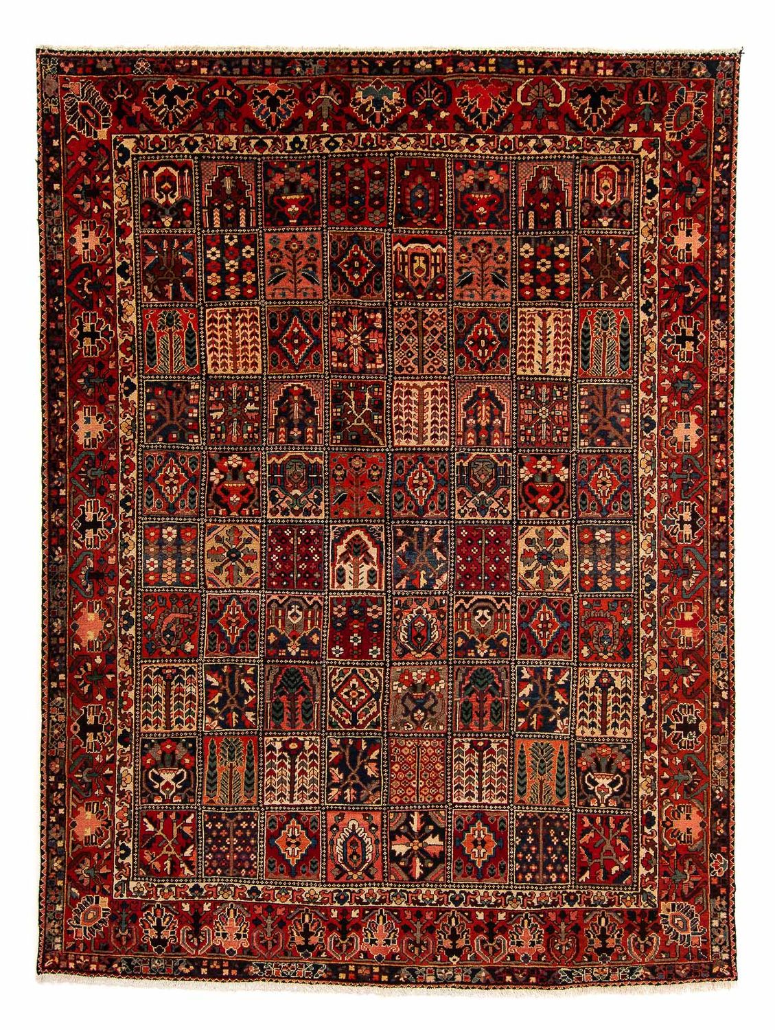 Persisk tæppe - Nomadisk - 351 x 302 cm - mørkerød