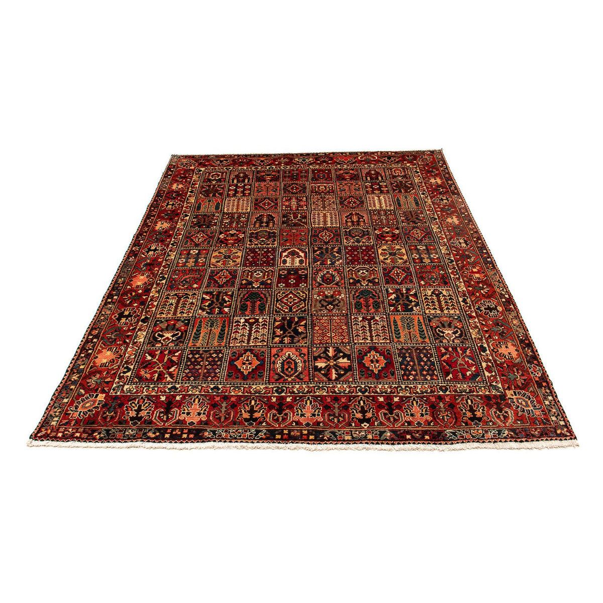 Persisk tæppe - Nomadisk - 351 x 302 cm - mørkerød
