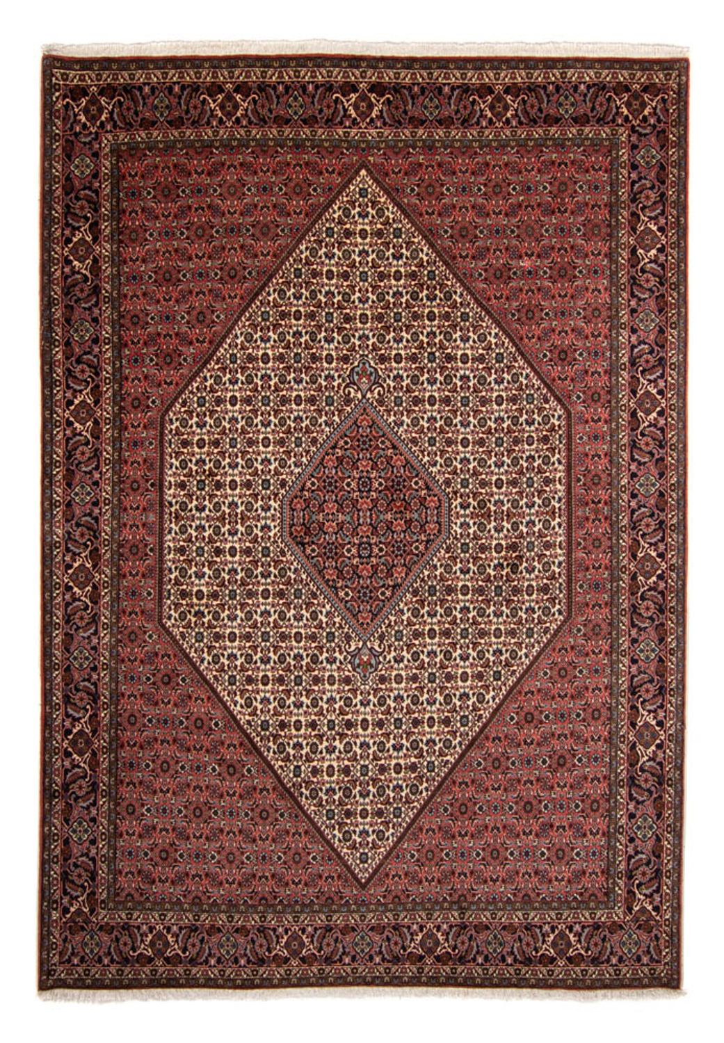 Persisk tæppe - Bijar - 343 x 252 cm - mørkerød