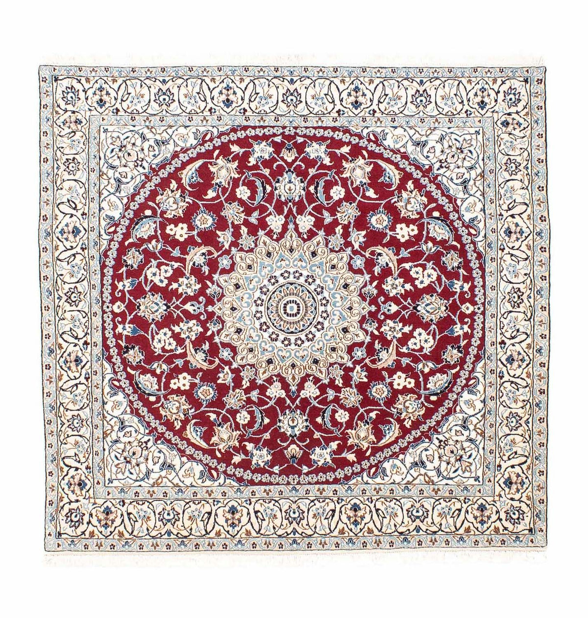Persisk tæppe - Nain - Royal firkantet  - 160 x 155 cm - mørkerød