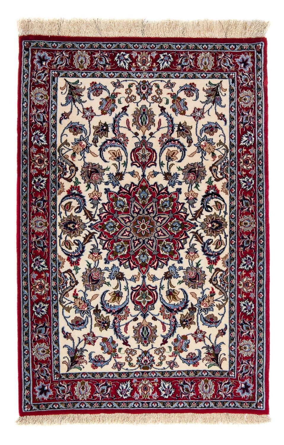 Persisk tæppe - Isfahan - Premium - 102 x 70 cm - mørkerød