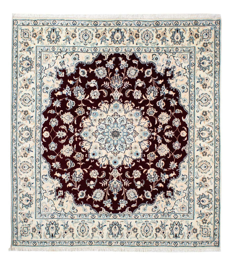 Persisk tæppe - Nain - Royal firkantet  - 156 x 143 cm - mørkerød