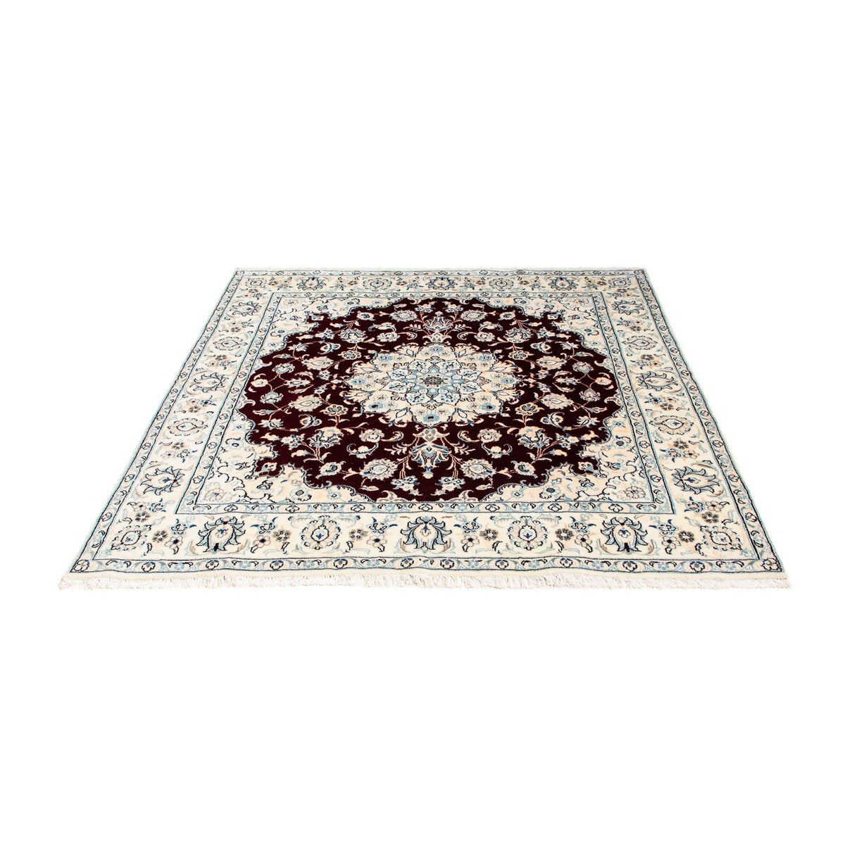 Persisk tæppe - Nain - Royal firkantet  - 156 x 143 cm - mørkerød