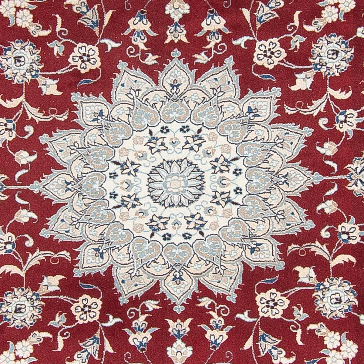 Persisk tæppe - Nain rundt  - 250 x 250 cm - mørkerød