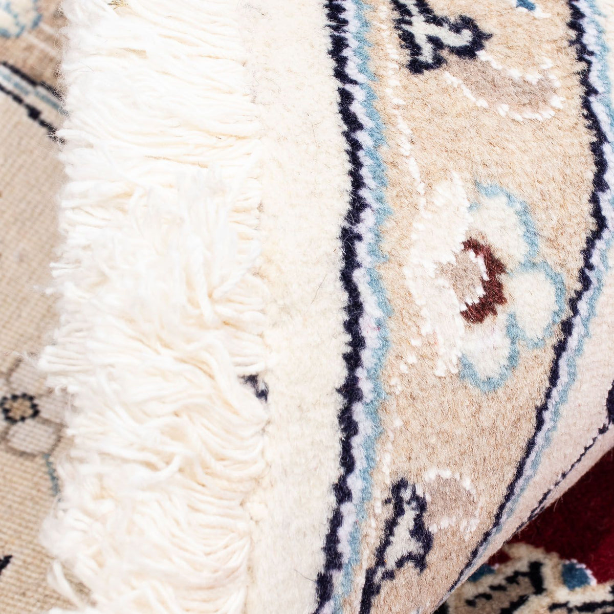 Persisk tæppe - Nain rundt  - 245 x 245 cm - mørkerød