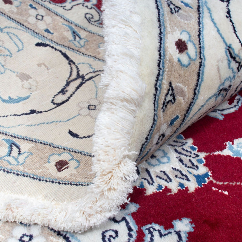 Persisk tæppe - Nain rundt  - 245 x 245 cm - mørkerød