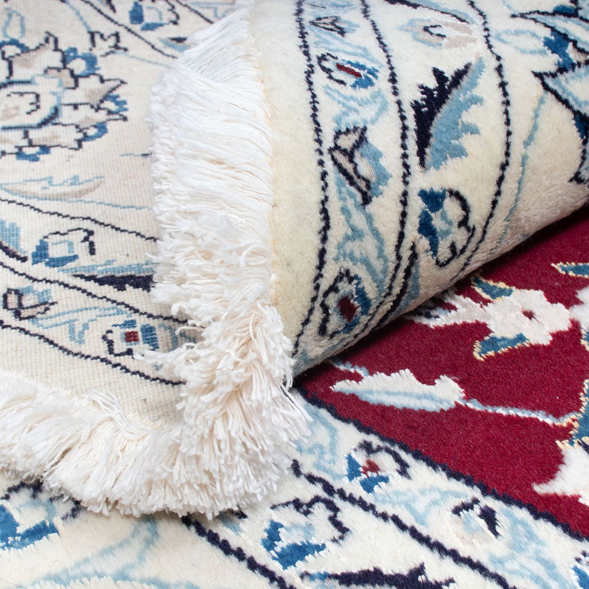 Persisk tæppe - Nain rundt  - 252 x 252 cm - mørkerød