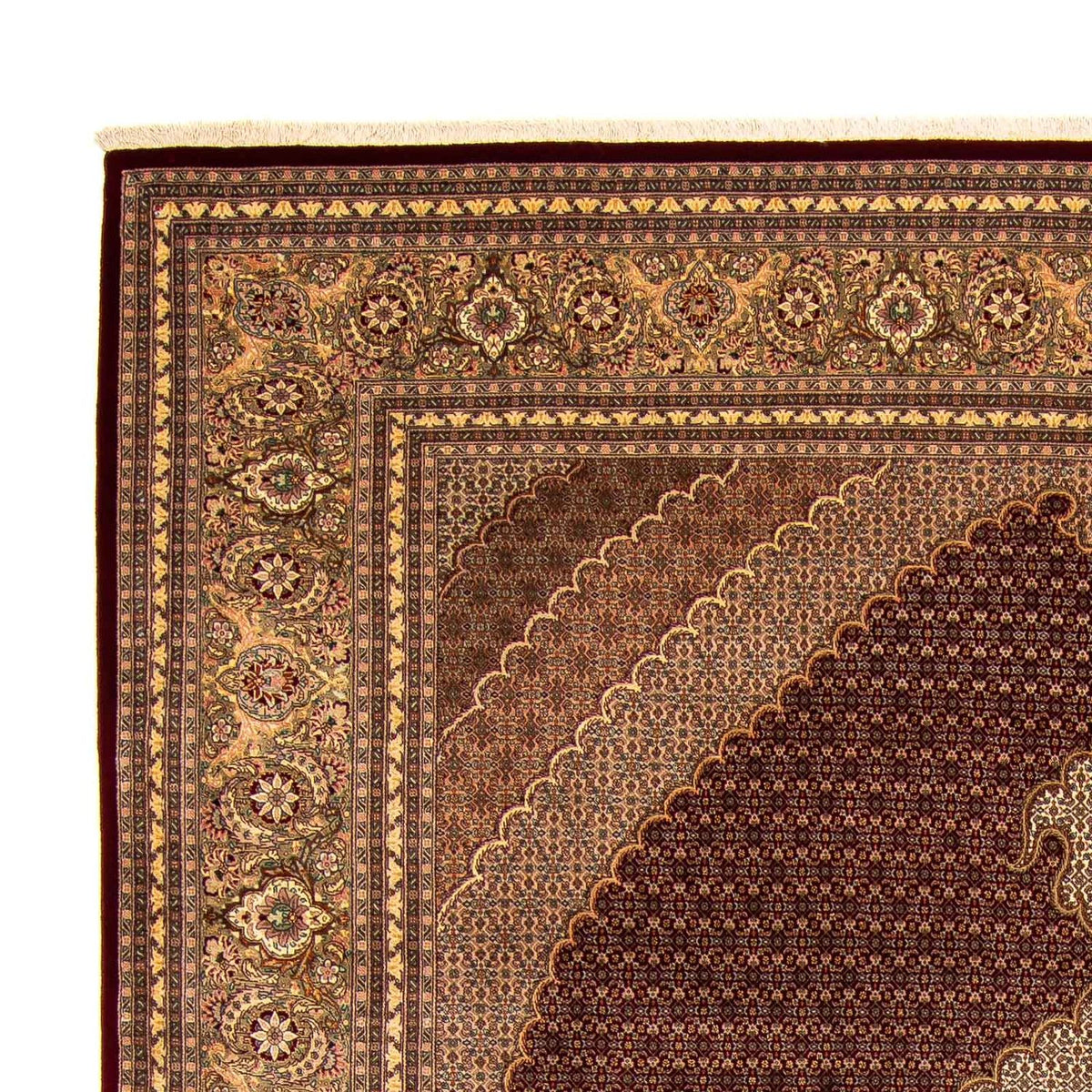 Persisk tæppe - Tabriz - 403 x 300 cm - mørkerød
