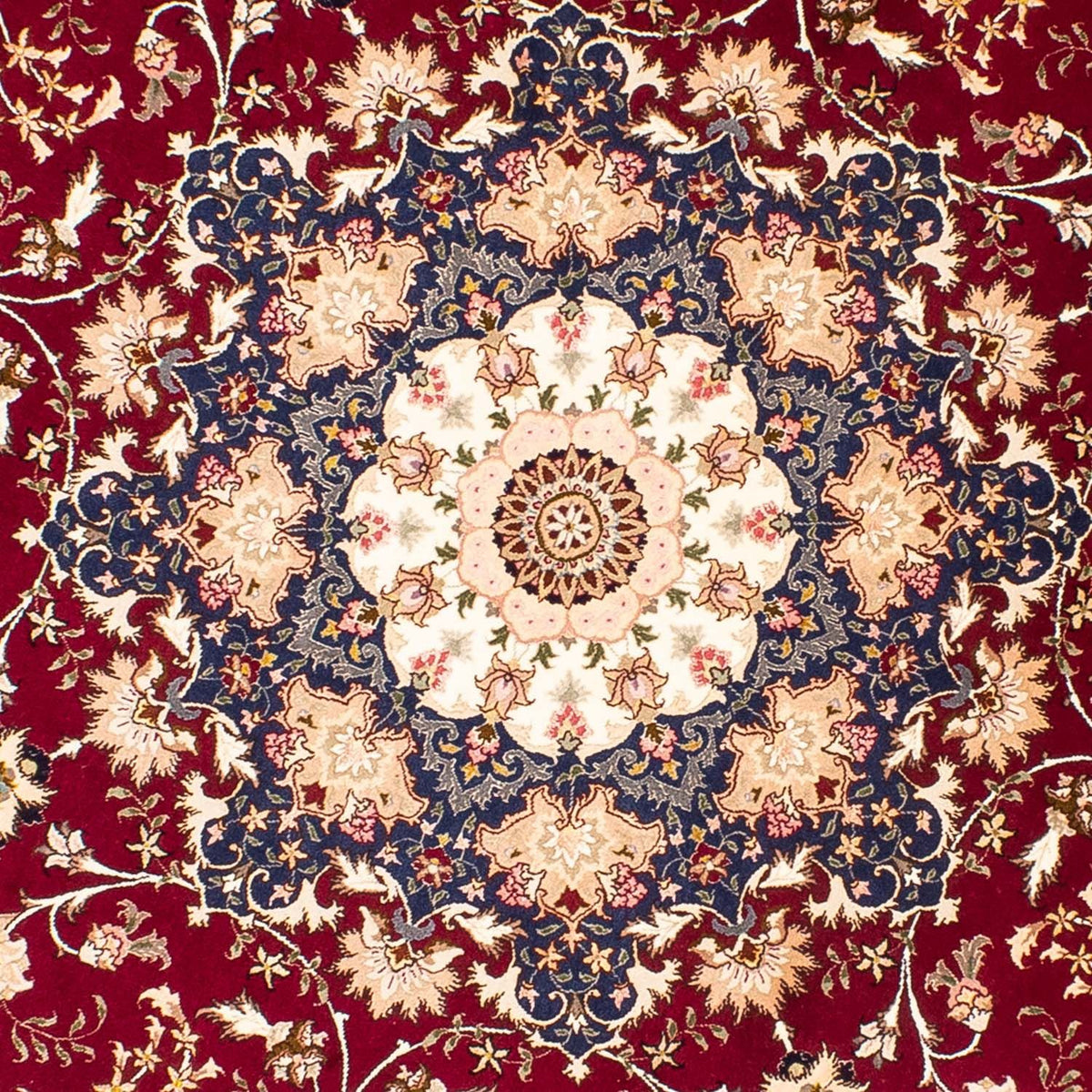 Persisk tæppe - Tabriz - Royal rundt  - 250 x 250 cm - mørkerød