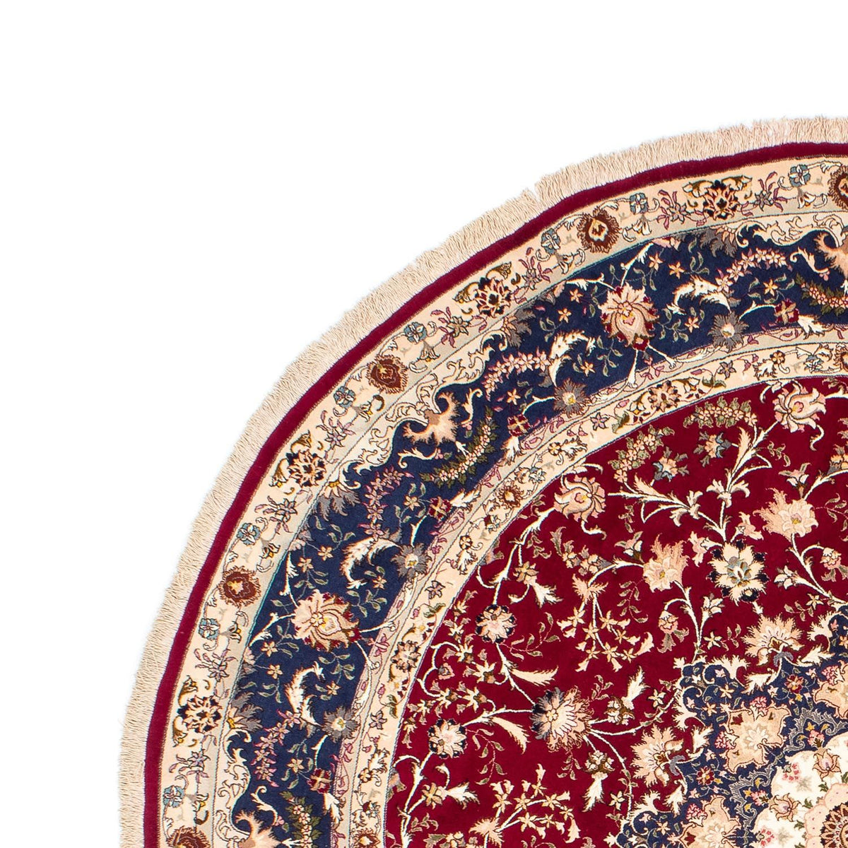 Persisk tæppe - Tabriz - Royal rundt  - 250 x 250 cm - mørkerød