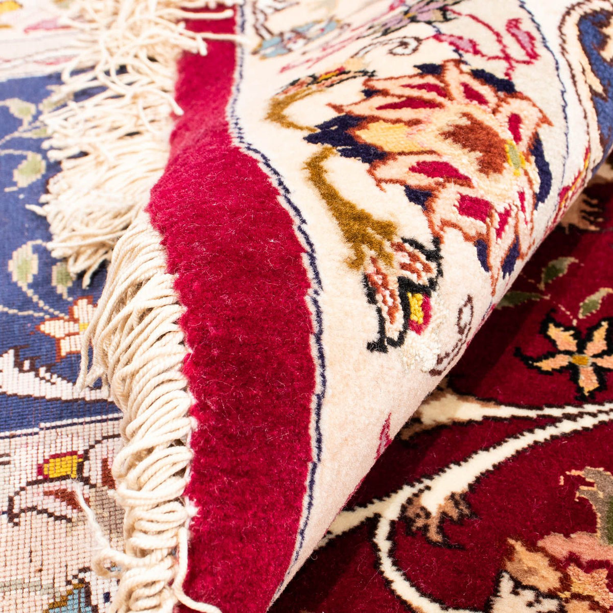 Persisk tæppe - Tabriz - Royal rundt  - 250 x 250 cm - mørkerød