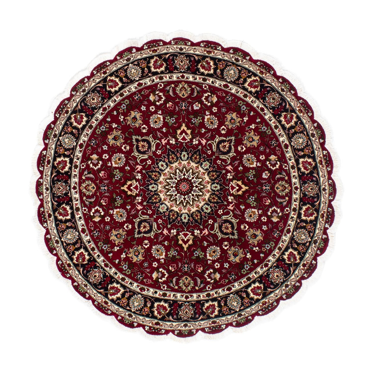 Persisk tæppe - Tabriz - Royal rundt  - 150 x 150 cm - mørkerød