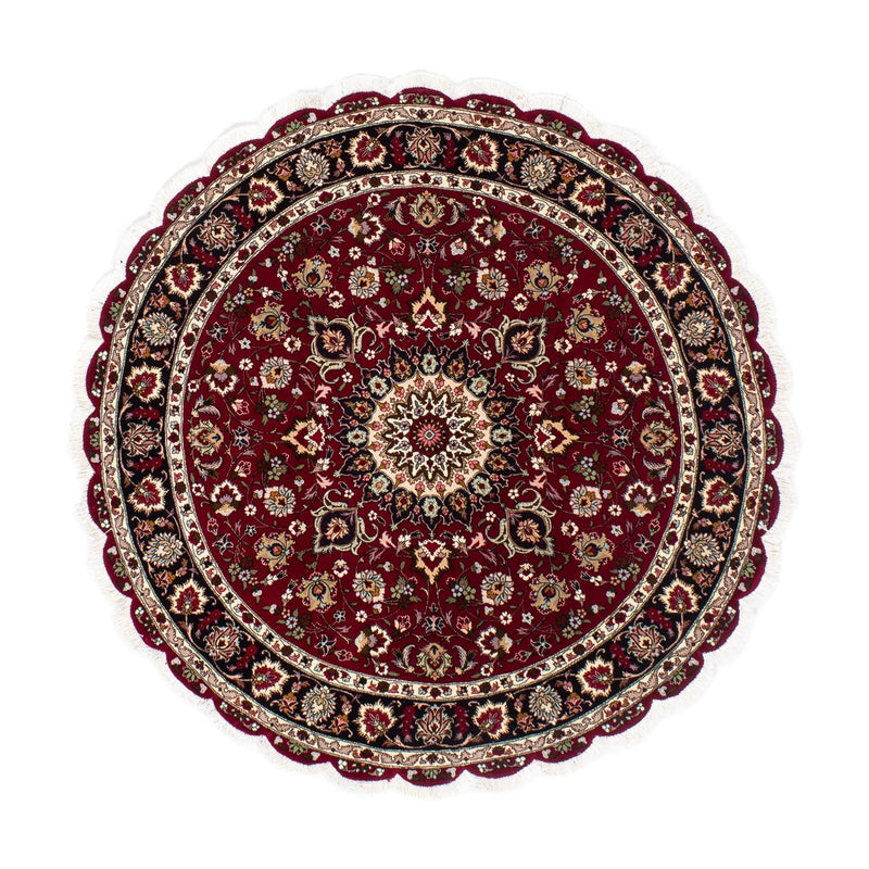 Persisk tæppe - Tabriz - Royal rundt  - 150 x 150 cm - mørkerød