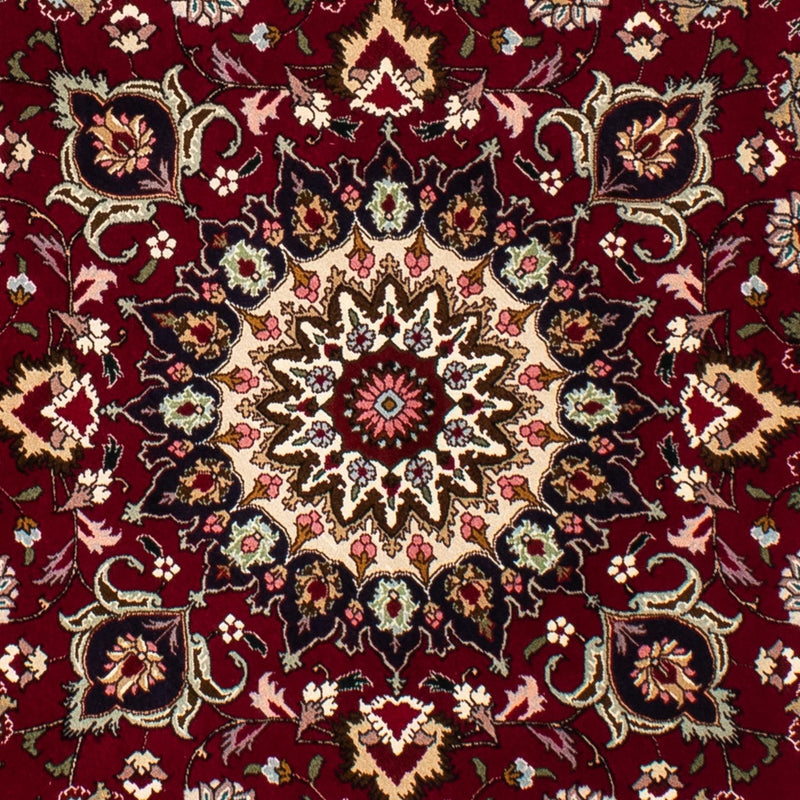 Persisk tæppe - Tabriz - Royal rundt  - 150 x 150 cm - mørkerød