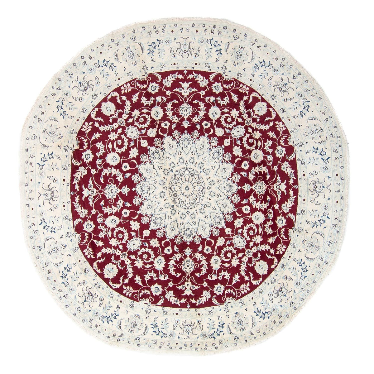 Persisk tæppe - Nain rundt  - 300 x 300 cm - mørkerød