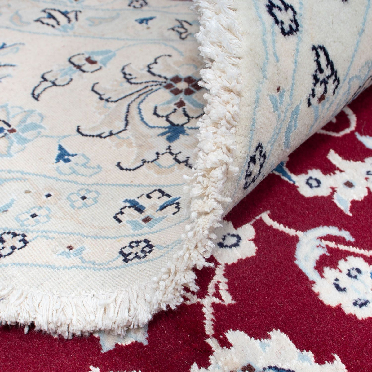 Persisk tæppe - Nain rundt  - 300 x 300 cm - mørkerød