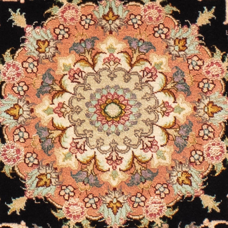 Persisk tæppe - Tabriz - Royal rundt  - 100 x 100 cm - mørkeblå