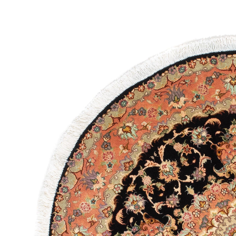 Persisk tæppe - Tabriz - Royal rundt  - 100 x 100 cm - mørkeblå