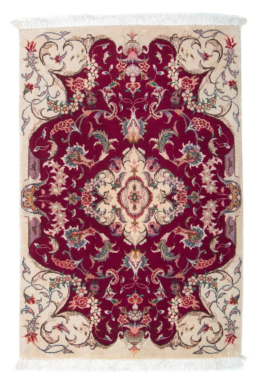 Persisk tæppe - Tabriz - Royal - 90 x 60 cm - mørkerød