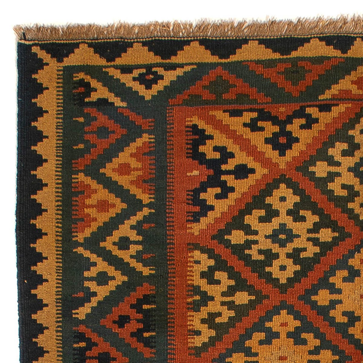 Kelim-tæppe - orientalsk - 198 x 148 cm - mørkerød